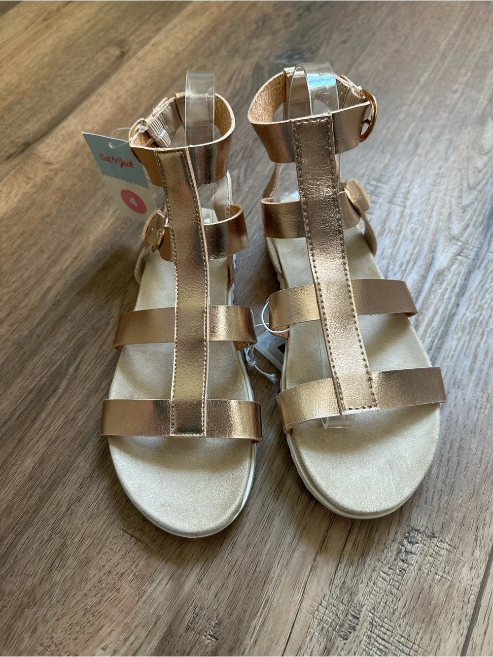 NEW! Cat & Jack Girl's Gold Gladiator Sandals, Shimmer, Girly, Neutral, Size 4